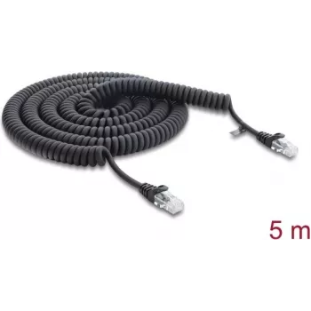 Delock cavo a spirale RJ45 Cat.5e 5 m nero (88019)