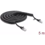Delock cavo a spirale RJ45 Cat.5e 5 m nero (88019)