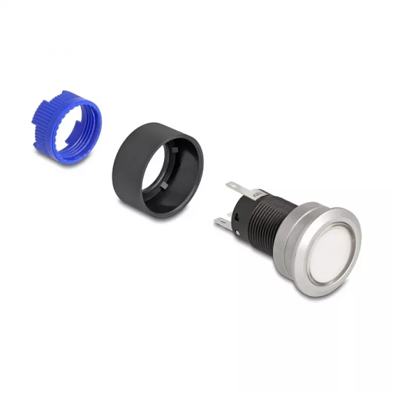 Delock interruttore a pulsante 22 mm piatto plastica bianco LED