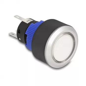 Delock interruttore a pulsante 22 mm piatto plastica bianco LED