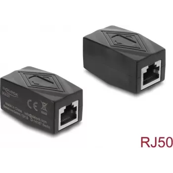 Delock RJ50 adattatore di accoppiamento schermato femmina-femmina nero (90839)