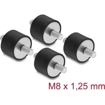 Delock ammortizzatore di vibrazioni M8 x 1,25 mm D 30 x H 20 mm con 2 x filettatura esterna 4 pezzi nero (60816)