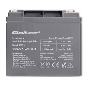 Qoltec 53035 batteria AGM 12V 45Ah 540A