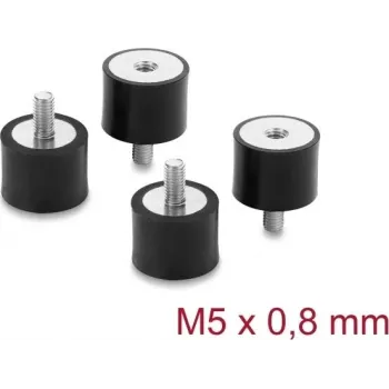 Delock ammortizzatore di vibrazioni M5 x 0,8 mm D 20 x H 15 mm con filettatura interna ed esterna 4 pezzi nero (60819)