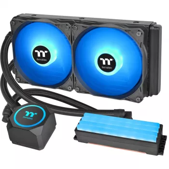 Thermaltake Floe RC 240 dissipatore CPU liquido All-in-One con water block RAM integrato, radiatore 240mm, 2x ventole ARGB PWM 120mm, Intel/AMD