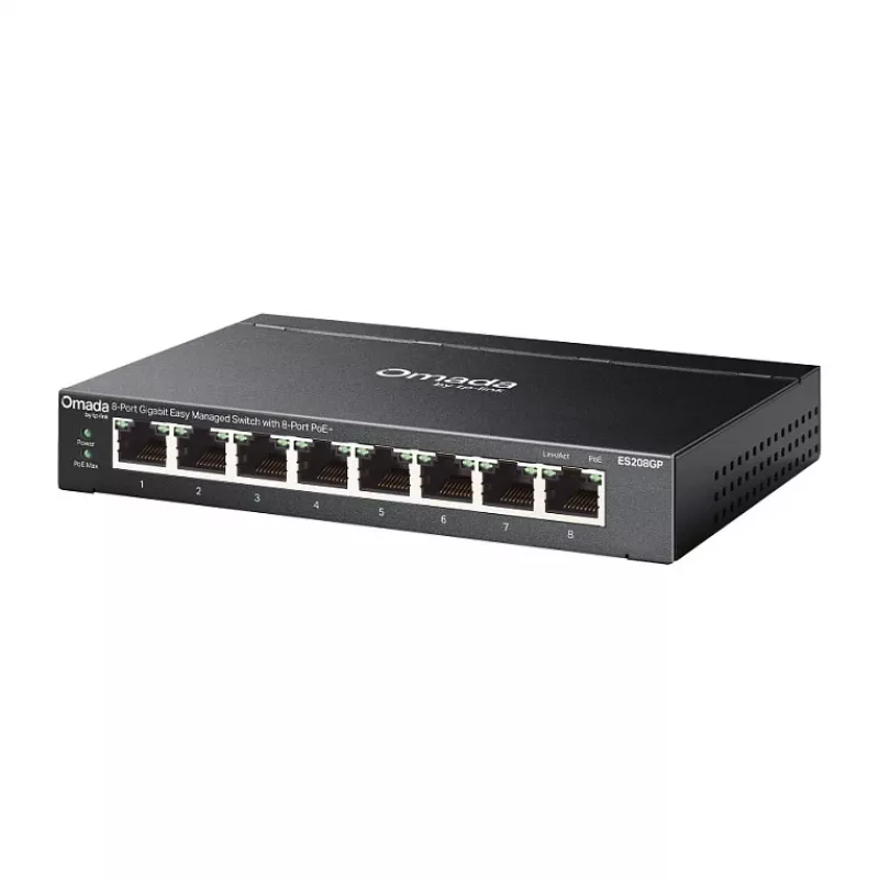 TP-Link Omada ES208GP switch PoE+ 8 porte Gigabit Smart Managed con budget PoE 61W