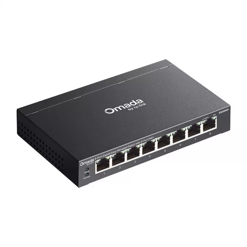 TP-Link Omada ES208GP switch PoE+ 8 porte Gigabit Smart Managed con budget PoE 61W
