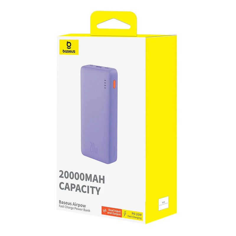 Baseus Airpow - Powerbank 20.000 mAh 20W (lilla)