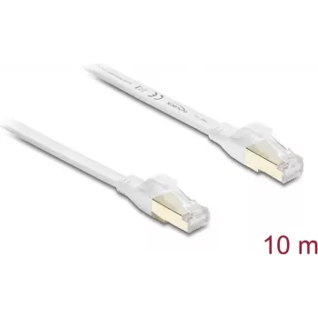Delock Cavo patch piatto RJ45 Cat.8.1 U/FTP 40 Gbps 10 m bianco (81038)