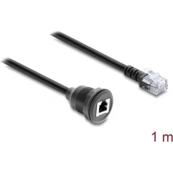 Delock Cavo di prolunga RJ12 connettore maschio a connettore femmina per montaggio a pannello 1 m nero (91268)