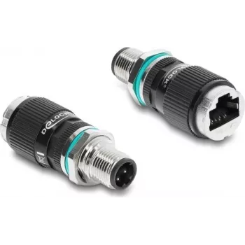Delock Adattatore M12 codifica D 4 pin maschio a RJ45 femmina da pannello dritto