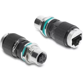 Delock Adattatore M12 codifica D 4 pin femmina a RJ45 femmina da pannello rotondo dritto