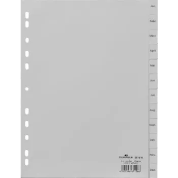 DURABLE indice mensile A4 gennaio-dicembre verticale 12 linguette polipropilene grigio (6514-10)