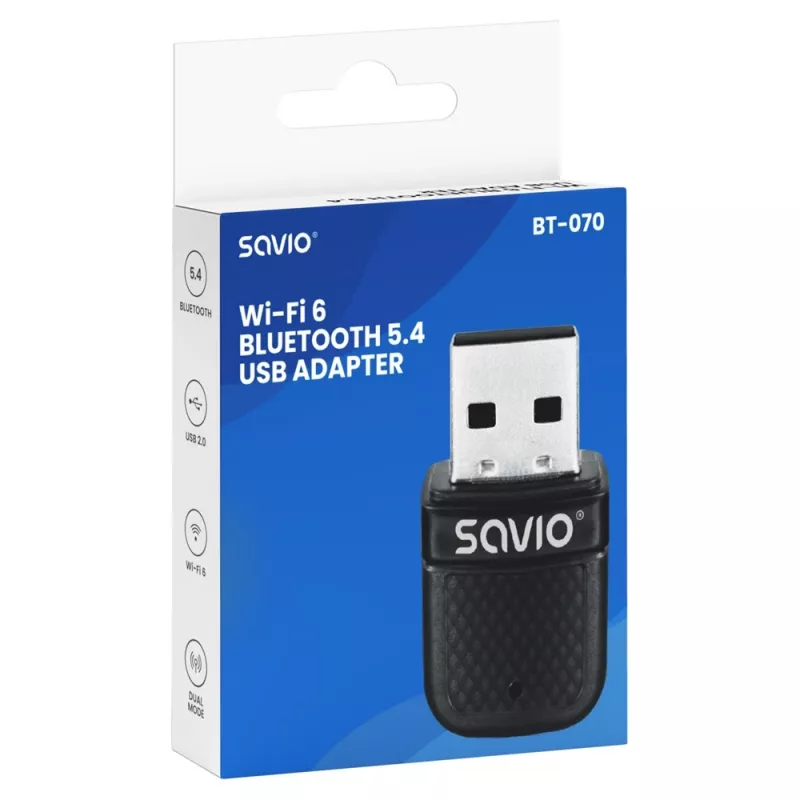 Savio BT-070 adattatore USB Wi-Fi 6 e Bluetooth 5.4