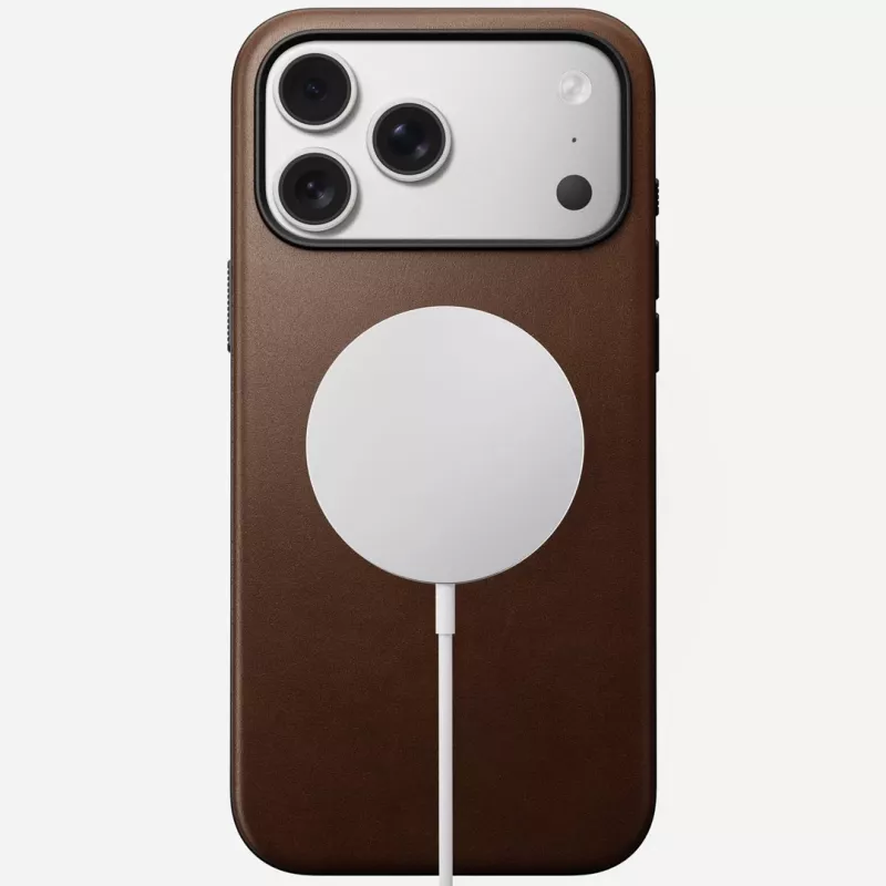 NOMAD Modern Leather Case per iPhone 17 Pro Max, pelle Horween, Rustic Brown, compatibile MagSafe