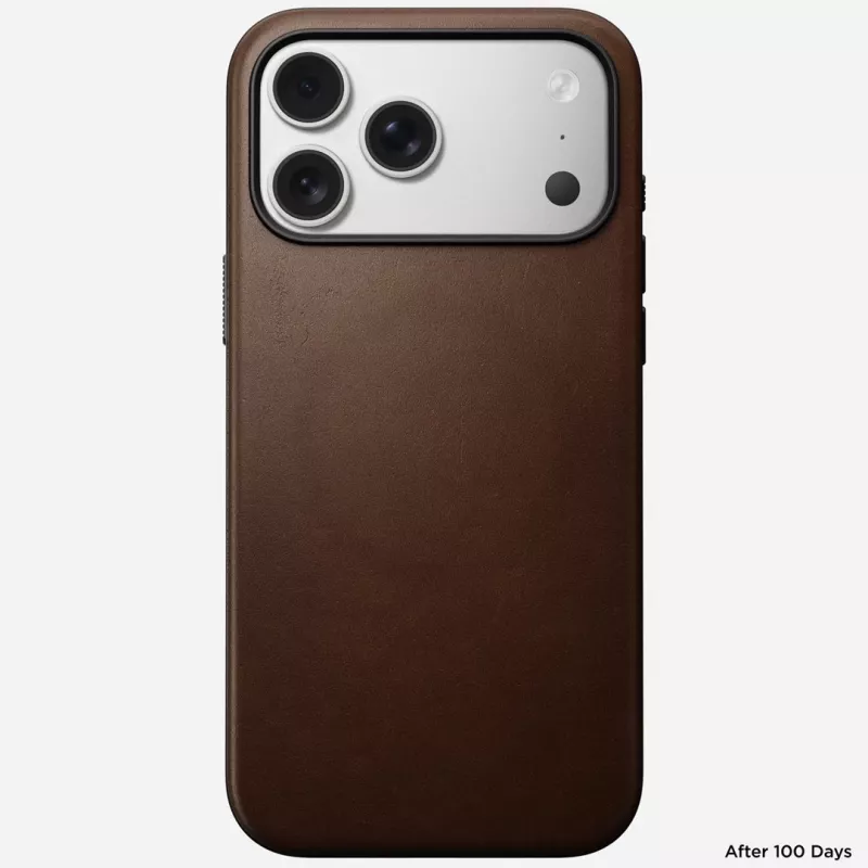 NOMAD Modern Leather Case per iPhone 17 Pro Max, pelle Horween, Rustic Brown, compatibile MagSafe