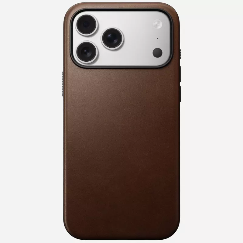 NOMAD Modern Leather Case per iPhone 17 Pro Max, pelle Horween, Rustic Brown, compatibile MagSafe