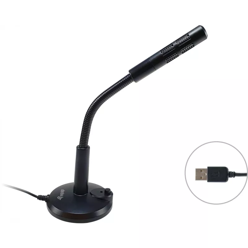 Equip microfono da tavolo con angolo regolabile, connessione USB, nero