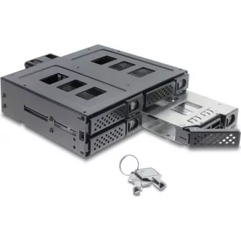 Delock telaio di montaggio da 5,25 pollici per 4 HDD/SSD SATA o SAS da 2,5 pollici con serratura