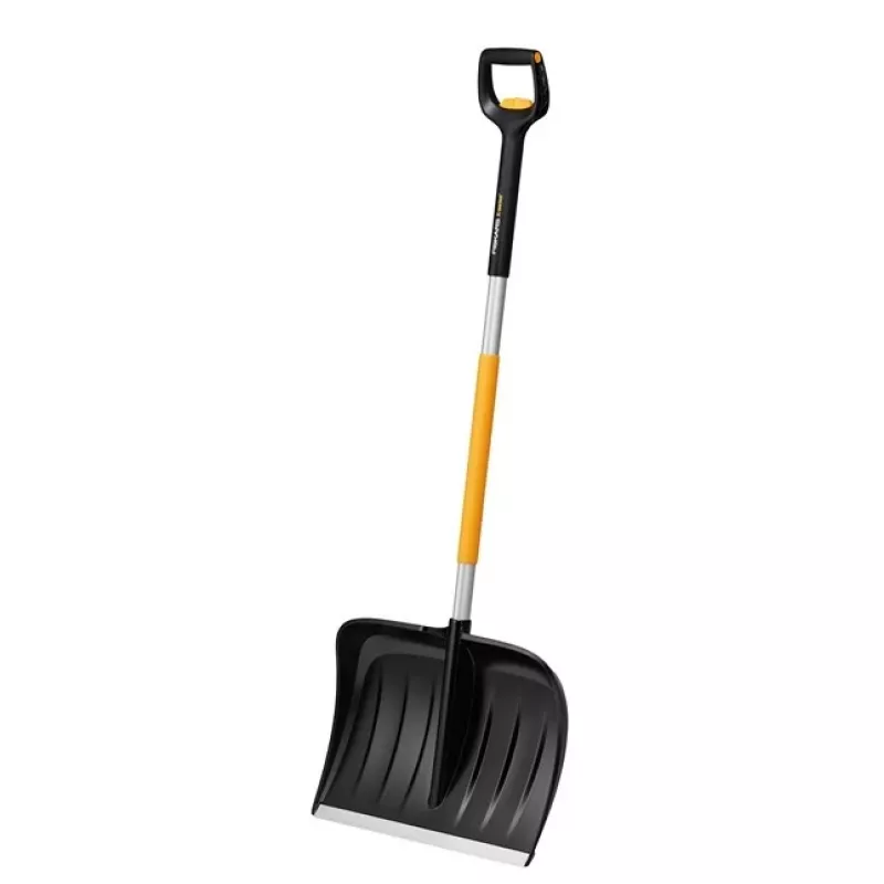 Fiskars 1057189 Pala da neve in metallo nero, arancione