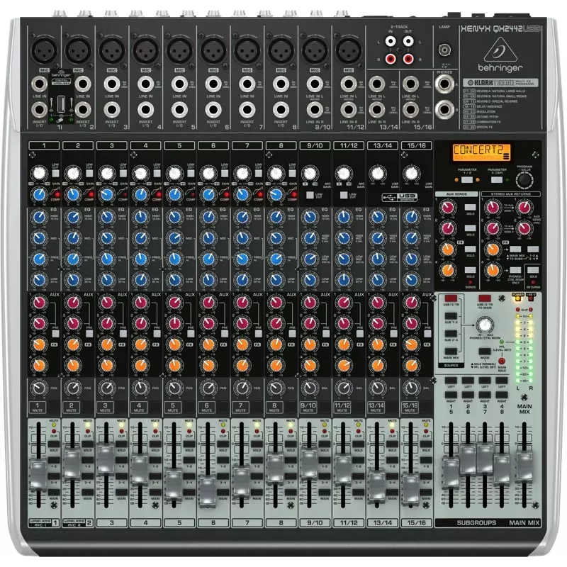Behringer QX2442USB Mixer analogico 24 ingressi 4/2-bus con interfaccia USB e FX