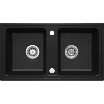 DEANTE ZORBA Lavello da cucina in composito di granito 2 vasche nero 780mm