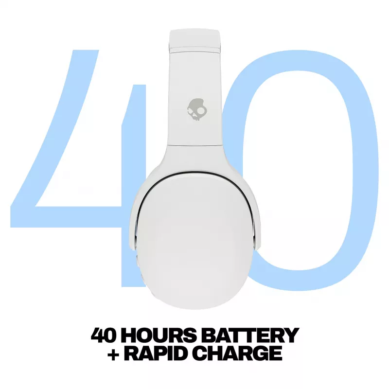 Skullcandy Crusher Evo Cuffie over-ear wireless con Sensory Bass, Bluetooth 5.0, batteria 40 ore, bianco