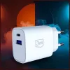 3MK FlowPower 30W USB-A USB-C PD 3.0 QC 4+ Caricabatterie da Parete Bianco