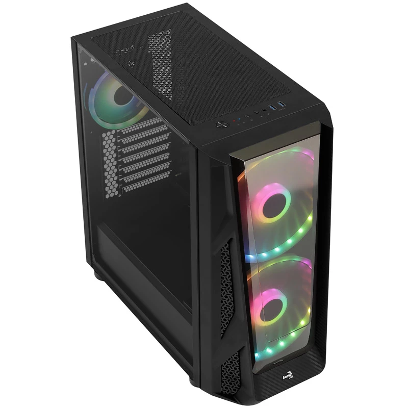 Aerocool NightHawk Duo Midi-Tower, Vetro Temperato - Nero