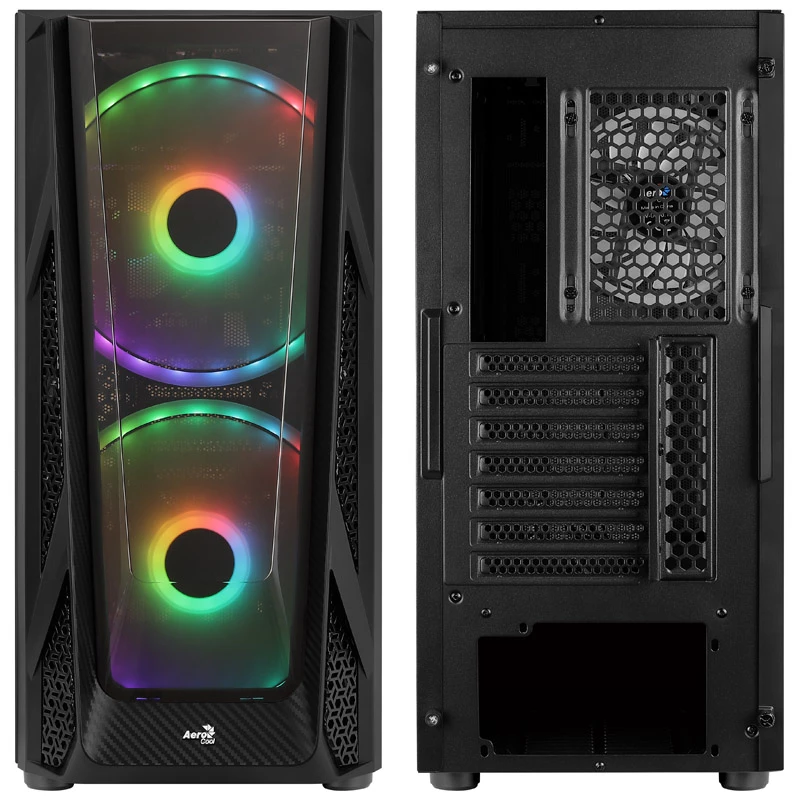 Aerocool NightHawk Duo Midi-Tower, Vetro Temperato - Nero