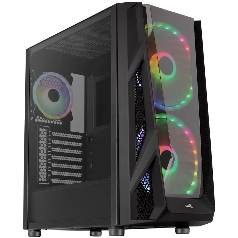 Aerocool NightHawk Duo Midi-Tower, Vetro Temperato - Nero