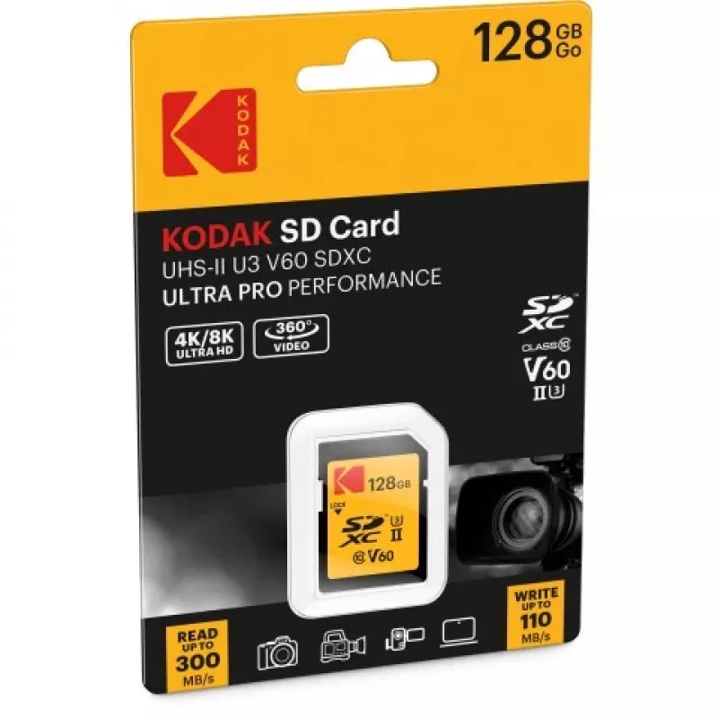 Kodak SDXC 128GB UHS-II U3 V60 Ultra Pro scheda di memoria