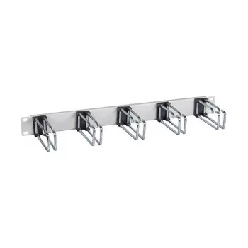 EFB-Elektronik Pannello di gestione cavi 19 pollici 1U, 5 x passacavi doppi 110 mm, frontalino RAL9005 (Nero intenso)