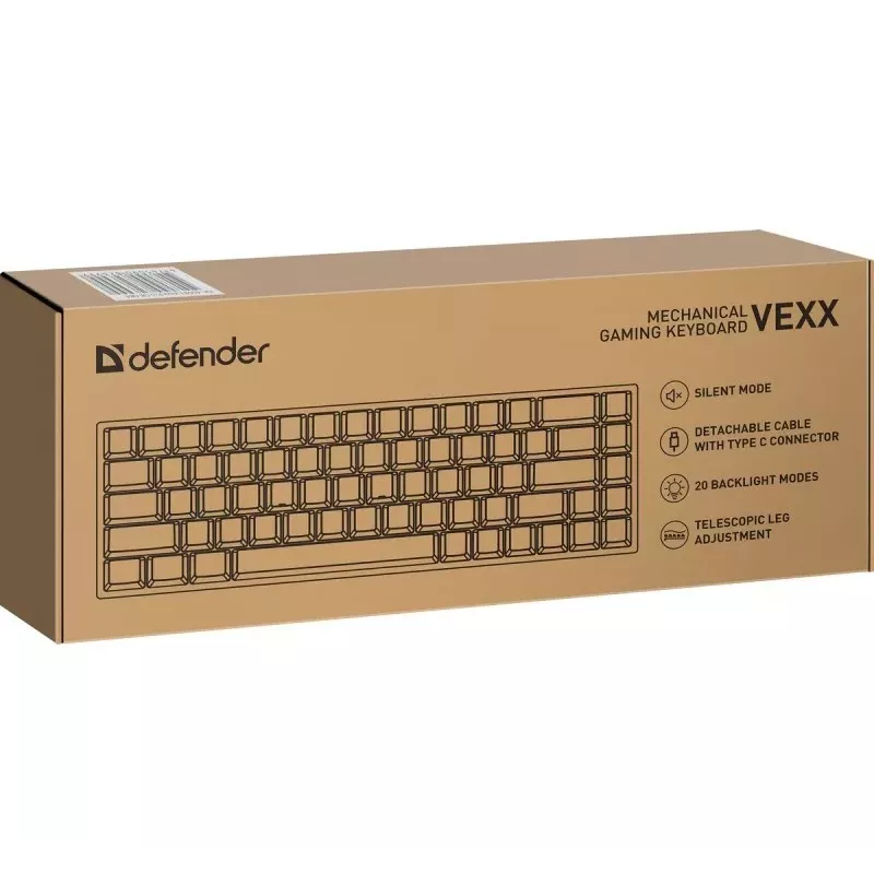 Defender VEXX GK-084 Tastiera da gaming meccanica, layout 75%, switch Outemu Red, Bianco