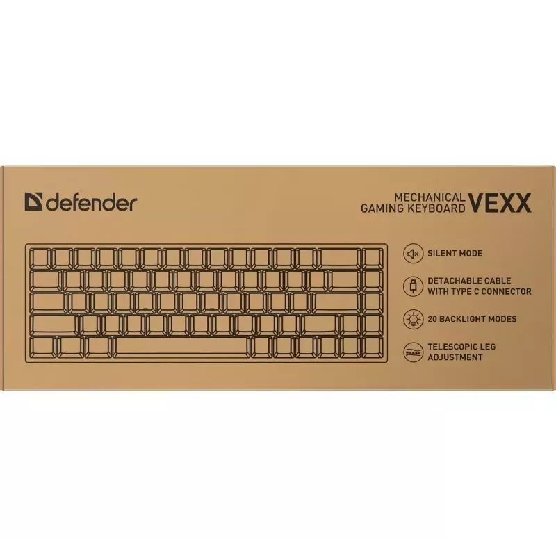 Defender VEXX GK-084 Tastiera da gaming meccanica, layout 75%, switch Outemu Red, Bianco