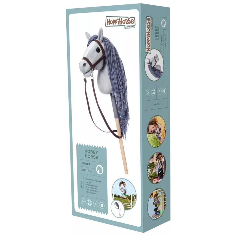 TOOTINY HOPPIHORSE cavallo di peluche su bastone A4, grigio