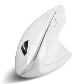 Perixx PERIMICE-813 W Mouse verticale ergonomico wireless, ottico, 2,4 GHz RF + Bluetooth, bianco