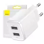 Baseus Caricabatterie universale compatto bianco AC da interno 10,5W 2 porte USB-A