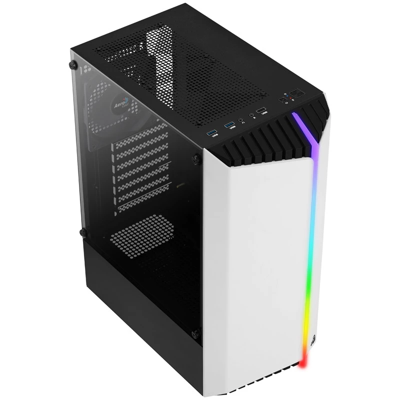 Aerocool Bionic V1 Midi-Tower, RGB, vetro temperato - nero/bianco