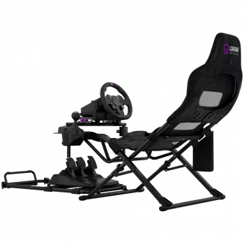 LORGAR FLEX RAF1 Sim Racing Cockpit Advanced, pieghevole, 150x72x113 cm posizione di gioco, 38x72x126 cm piegato, nero