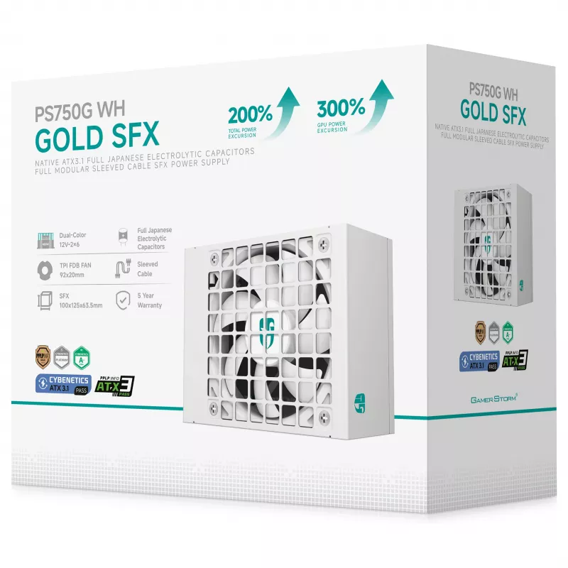 DeepCool PS750G WH 750W ATX 3.1 Full Modular 80 Plus Gold Alimentatore Bianco