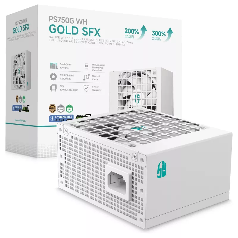 DeepCool PS750G WH 750W ATX 3.1 Full Modular 80 Plus Gold Alimentatore Bianco