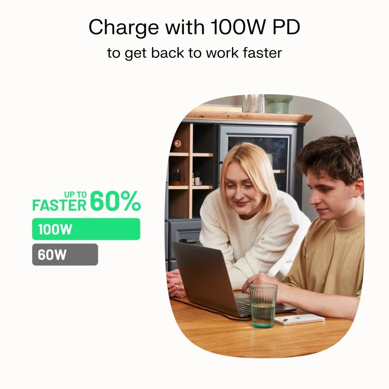 GREEN CELL Cavo intrecciato USB-C a USB-C PowerStream 100W 1,2m Nero