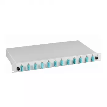 EFB-Elektronik Cassetta di giunzione SC OM3 50/125µm estraibile 48 pigtail preterminati / 24 accoppiatori duplex 1U montaggio a rack 19 pollici