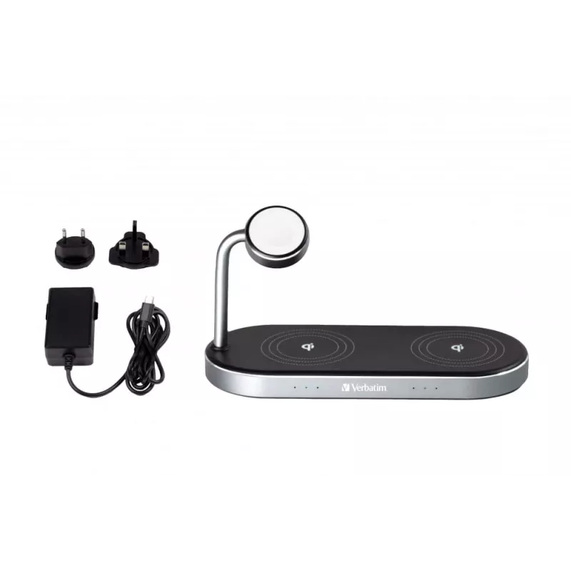 Verbatim stazione di ricarica wireless 3-in-1 con alimentatore AC - nero