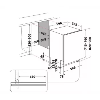 Whirlpool W7IHT40T lavastoviglie completamente incassabile, 14 coperti, classe energetica C, 40 dB, NaturalDry