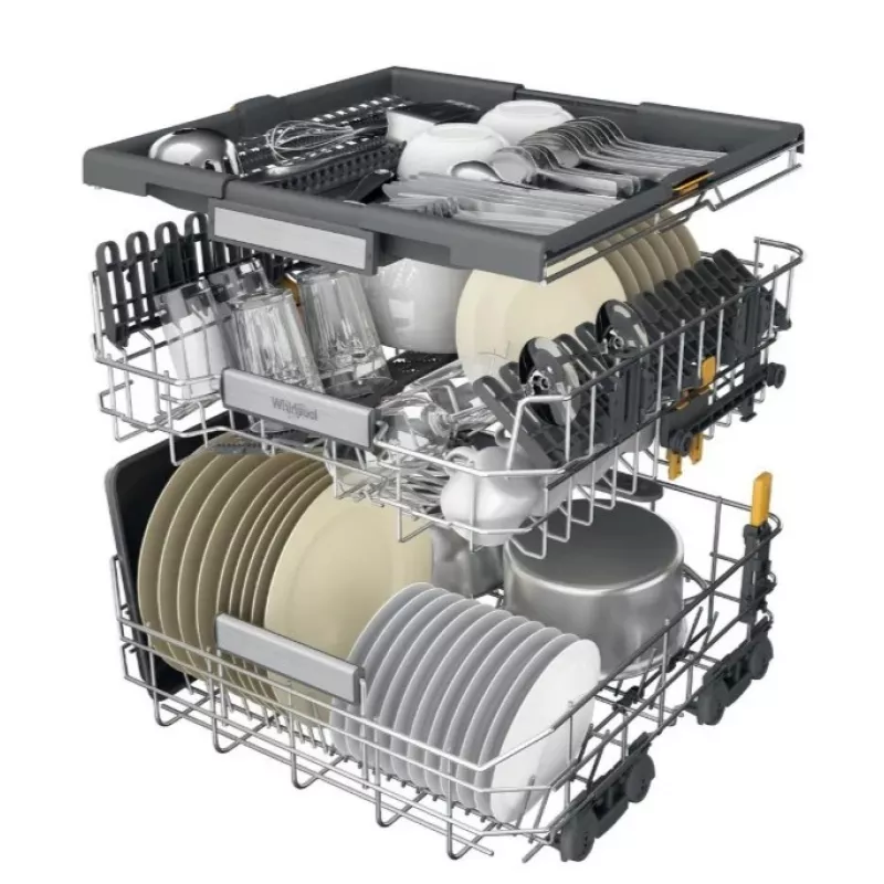 Whirlpool W7IHT40T lavastoviglie da incasso, 15 coperti, 8 programmi, 6th Sense, terzo cestello, apertura automatica della porta