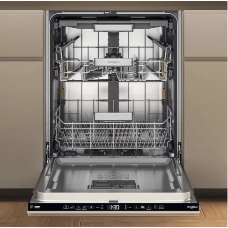 Whirlpool W7IHT40T lavastoviglie da incasso, 15 coperti, 8 programmi, 6th Sense, terzo cestello, apertura automatica della porta