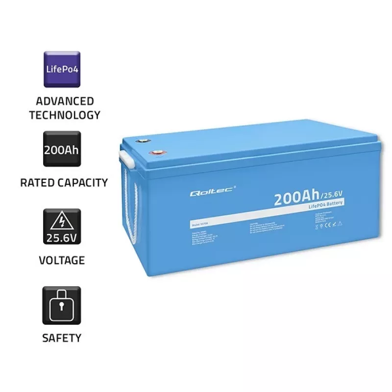 Qoltec batteria ricaricabile LiFePO4 25,6V 200Ah BMS