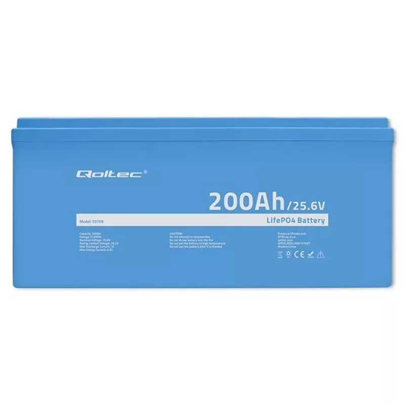 Qoltec batteria ricaricabile LiFePO4 25,6V 200Ah BMS